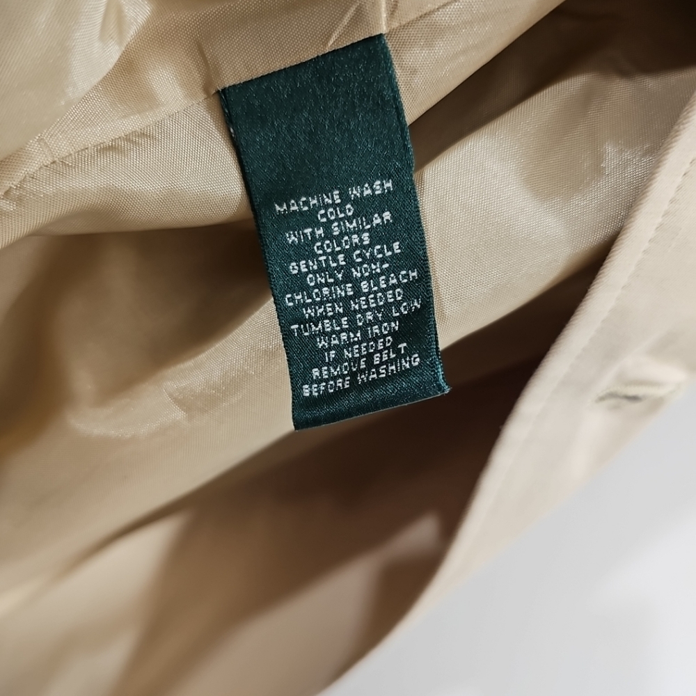 Lauren Ralph Lauren Beige Double-Breasted Trench Coat Vintage XL - Picture 9 of 14